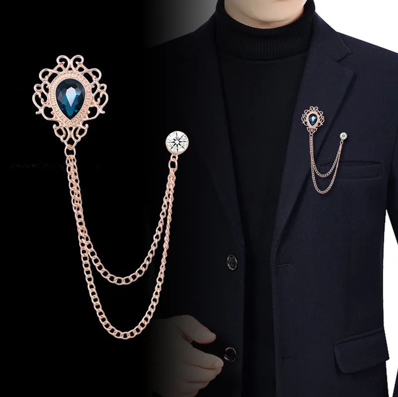Men'S Accessories And Jewelry - เข็มกลัดติดปกเสื้อแบบวินเทจประดับพู่ห้อยคริสตัลและเพชรเทียม - เครื่องประดับแฟชั่นสำหรับผู้ชายและผู้หญิง ใช้ได้กับเสื้อสูท เสื้อเชิ้ต และเนคไท