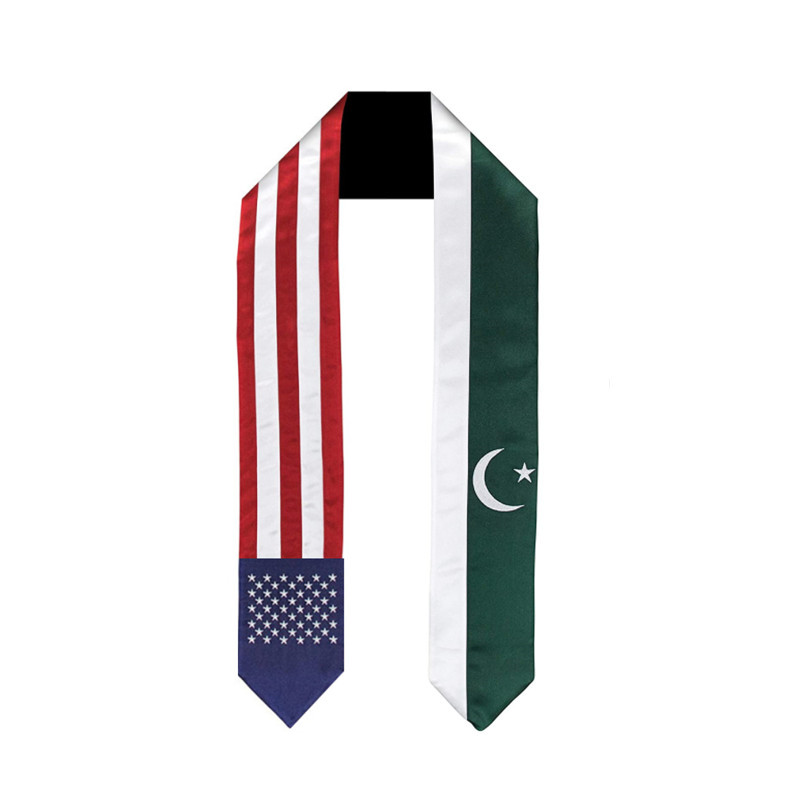 Men Accessories In Pakistan - 180*14 ซม.อเมริกันปากีสถานธงชาติรับปริญญาสตีลชุดบัณฑิตอุปกรณ์เสริมรับปริญญาผ้าพันคอ
