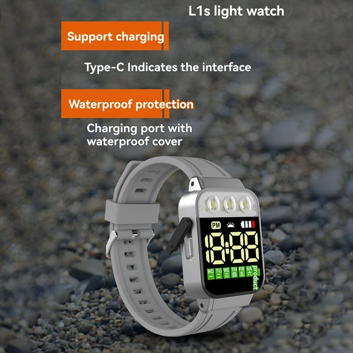 Men Accessories Gadgets - HAPPY DIAN!นาฬิกาอิเล็กทรอนิกส์ LED กีฬา USB ไฟฉายแบบชาร์จไฟได้นาฬิกาข้อมือนักเรียนกีฬานาฬิกาส่องสว่างของขวัญสำหรับผู้ชาย,B