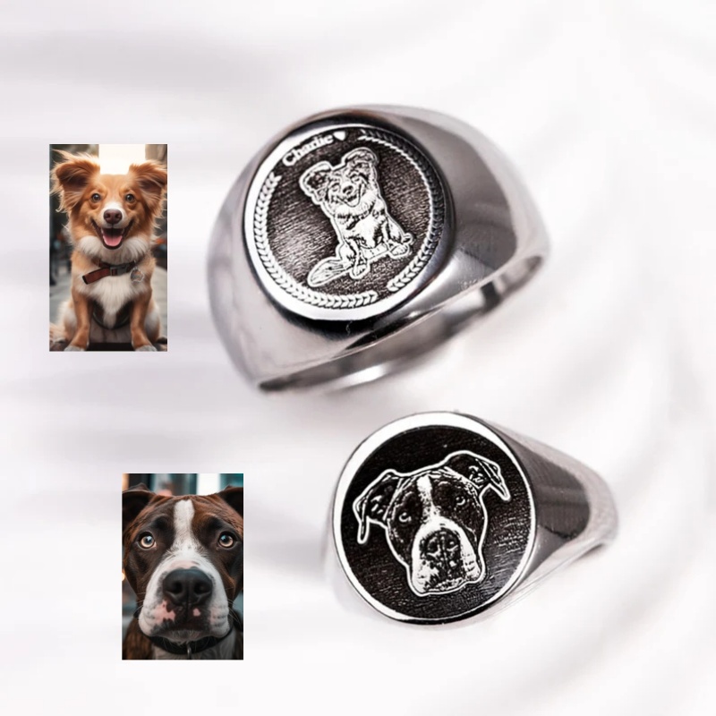 Signet Ring Men - แหวนสลักลายรูปภาพตามสั่งสำหรับผู้ชาย แหวนแต่งงานสแตนเลสสตีลแบบกำหนดเอง เครื่องประดับผู้ชาย ของขวัญสำหรับงานปาร์ตี้ ขายส่ง