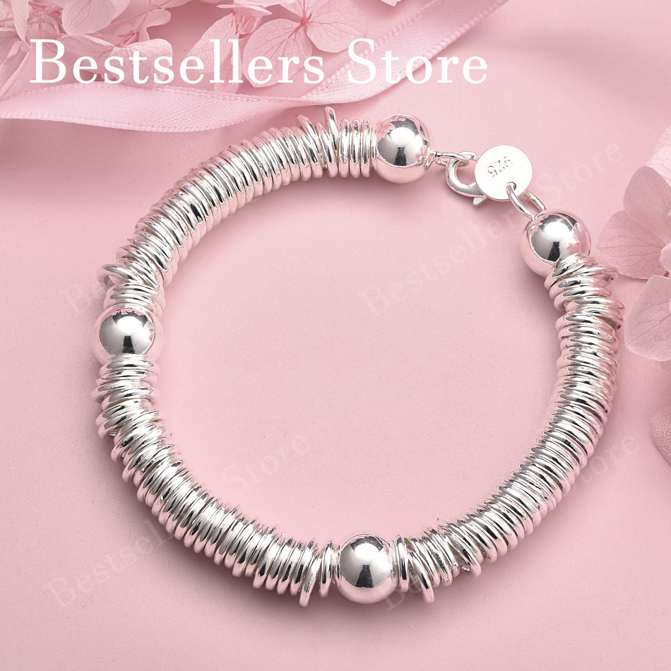 Men Accessories Ring And Bracelet - สร้อยข้อมือหลายวงเงินแท้ 925 ขนาด 8 นิ้ว สำหรับผู้ชายและผู้หญิง
