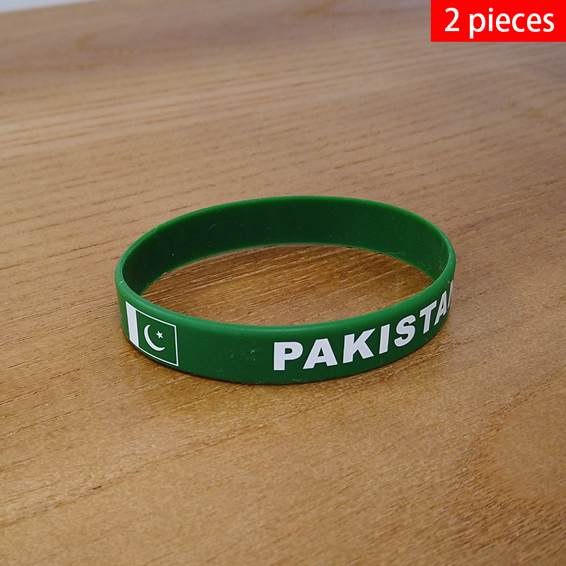 Men Accessories In Pakistan - 2ชิ้นสายรัดข้อมือธงชาติปากีสถานสร้อยข้อมือซิลิโคนกีฬาผู้ชายผู้หญิงยางรัดที่ระลึกรักชาติเครื่องประดับแฟชั่น