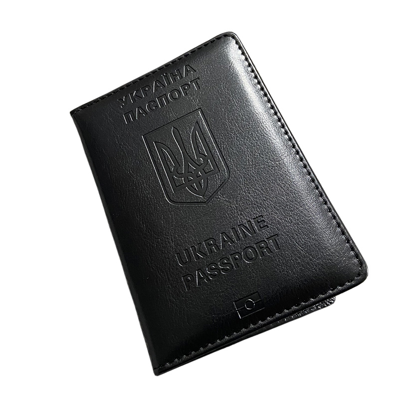 Men'S Accessories Wallet - ยูเครนผู้ถือหนังสือเดินทางผู้ชายสีดําหนัง Pu บนหนังสือเดินทางกระเป๋าสตางค์ Passaporte Viagem