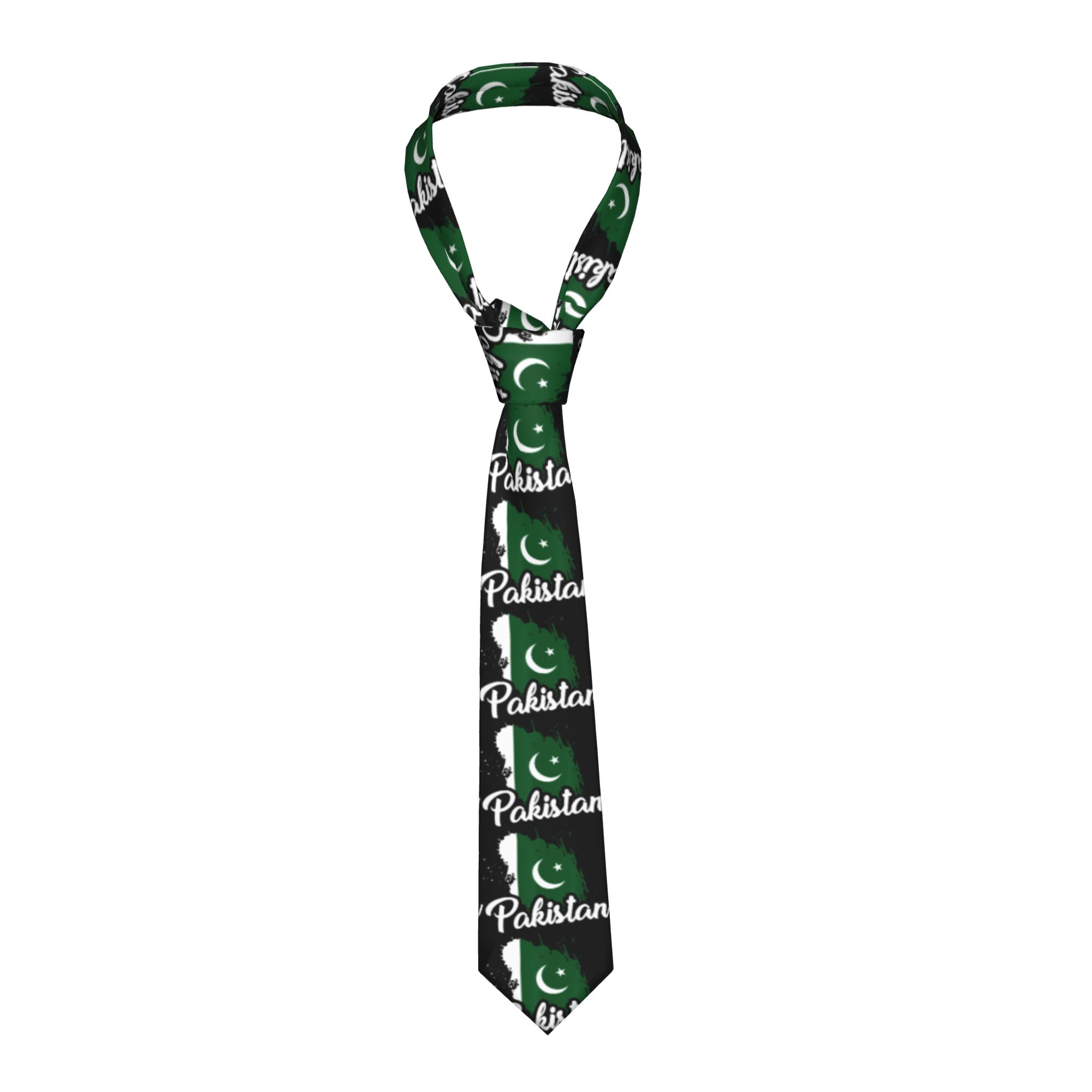 Men Accessories In Pakistan - เนคไทผู้ชายลายธงชาติปากีสถาน เนคไทลำลองลายกราฟิกสำหรับใส่ในชีวิตประจำวัน งานปาร์ตี้ คุณภาพดี
