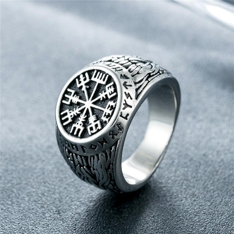 Signet Ring Men - แหวนสแกนดิเนเวียนวินเทจสำหรับผู้ชายเครื่องประดับเครื่องรางสไตล์พังก์นอร์ดิกที่โดดเด่นของขวัญสำหรับงานปาร์ตี้ขายส่ง