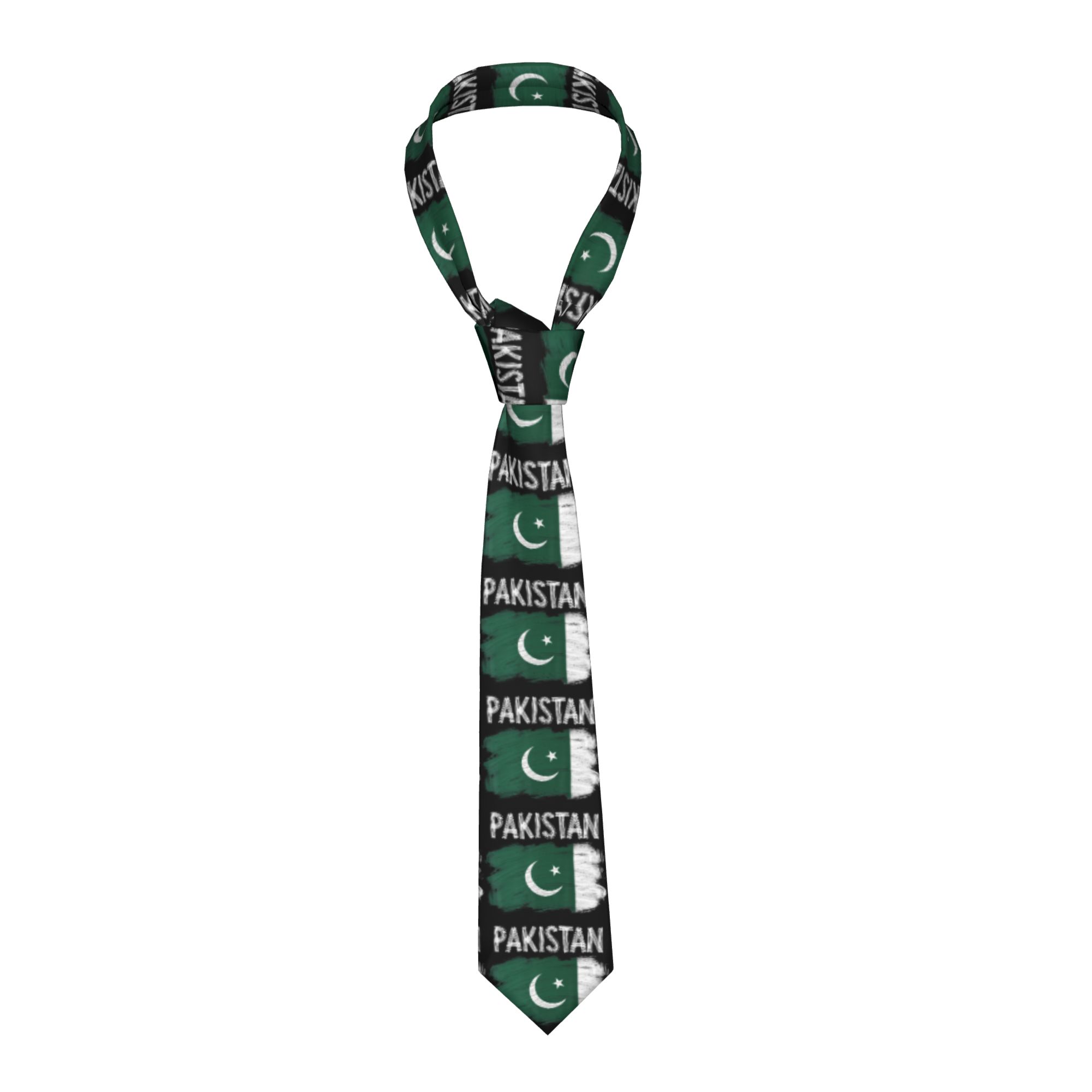Men Accessories In Pakistan - เนคไทลายธงชาติปากีสถาน แบบคลาสสิก สำหรับผู้ชายและผู้หญิง เหมาะสำหรับงานแต่งงาน คุณภาพดี พร้อมลายกราฟิก