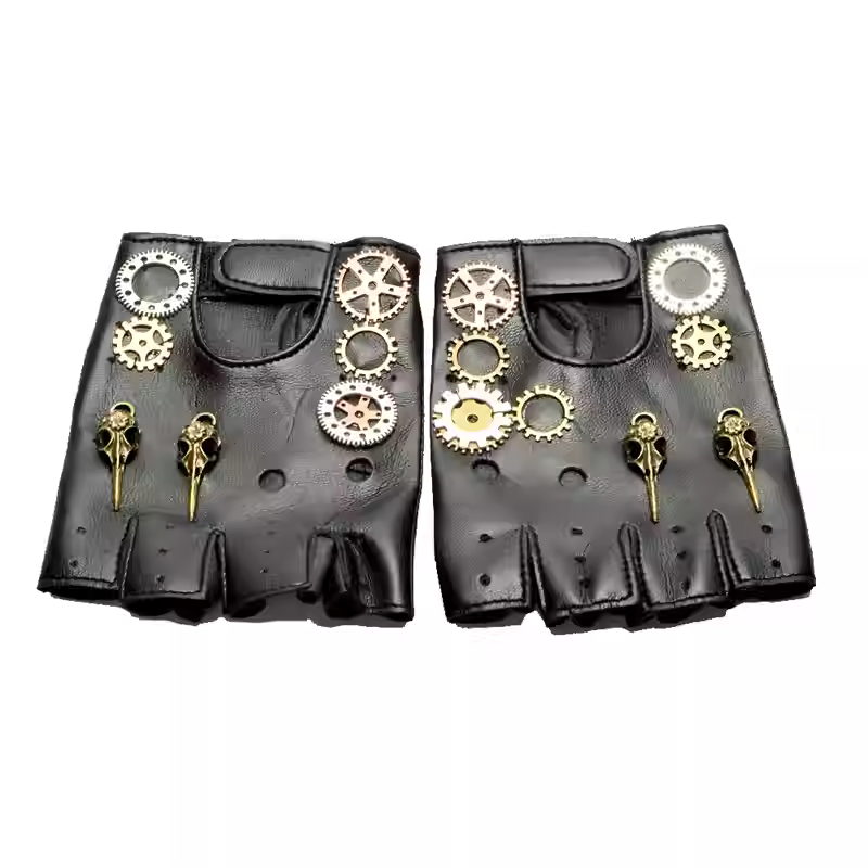 Medieval Men'S Accessories - Steampunk PU หนัง Fingerless เข็มทิศถุงมือผู้ชายผู้หญิงแฟชั่น Hip