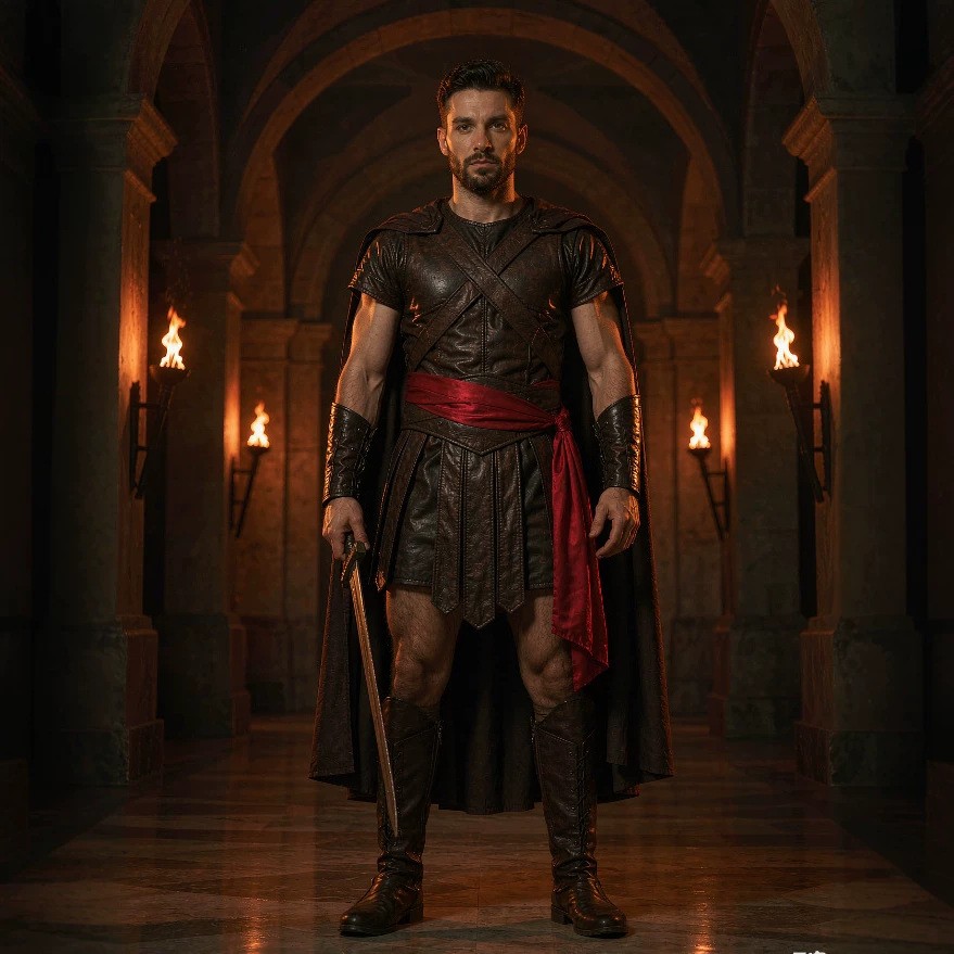 Medieval Men'S Accessories - ชุดคอสเพลย์โอดิสซีอัสสำหรับผู้ชาย ชุดนักรบยุคกลางจากเรื่องโอดิสซีย์ พร้อมผ้าคลุมและอุปกรณ์เสริมสำหรับงานปาร์ตี้ฮาโลวีน
