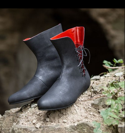 Medieval Men'S Accessories - รองเท้าหนังยุคกลางสำหรับผู้ชาย รองเท้าบูทข้อเท้าสไตล์ยุคกลาง รองเท้าบูทวิคตอเรียนเรเนซองส์ รองเท้าบูท PU