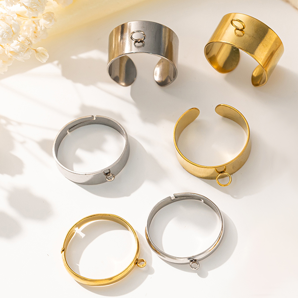 Men'S Accessories Rings - 5 ชิ้น/ล็อตสแตนเลสสตีลสีเปิดแหวนปรับสําหรับผู้ชายผู้หญิง DIY เครื่องประดับทําอุปกรณ์ผลการค้นหาอุปกรณ์เสริม