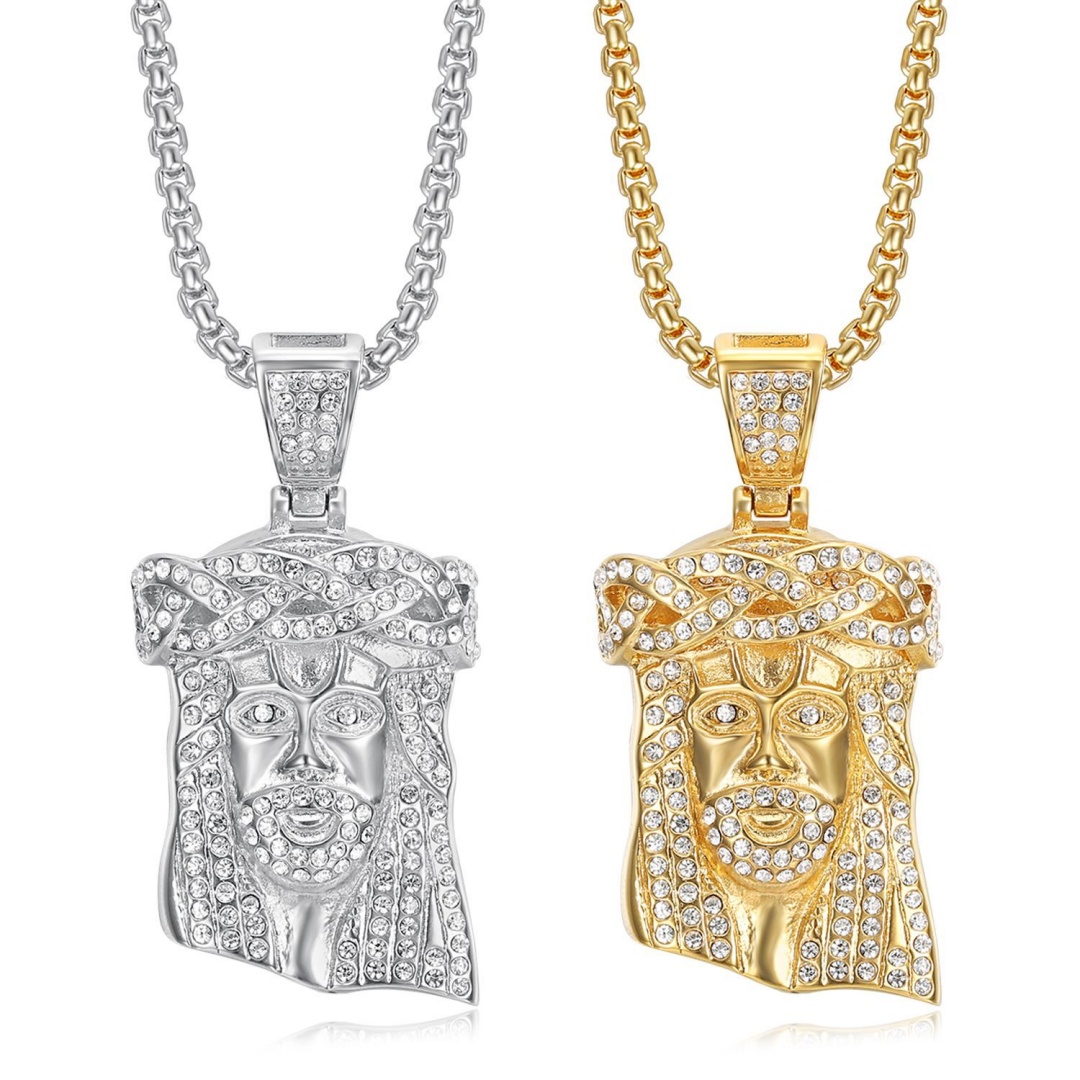 Men'S Accessories And Jewelry - จี้พระเยซูคริสต์ประดับเพชรคิวบิกเซอร์โคเนีย สแตนเลสสตีล สำหรับผู้หญิงและผู้ชาย ของขวัญเครื่องประดับสไตล์ศาสนาคริสต์