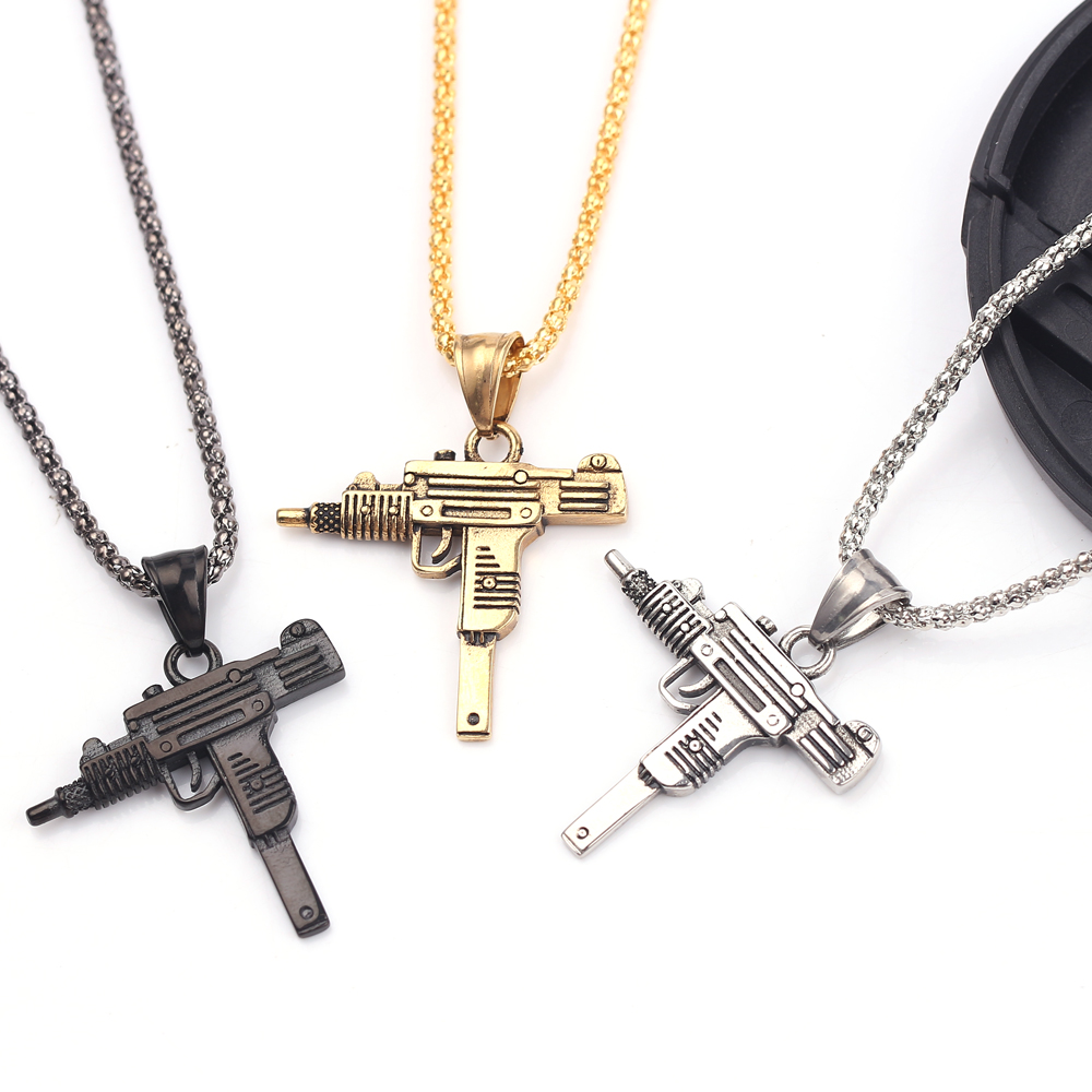 จี้สร้อยคอรูปปืนอูซี่สไตล์พังก - Men'S Accessories And Jewelry บทวิจารณ์และราคา