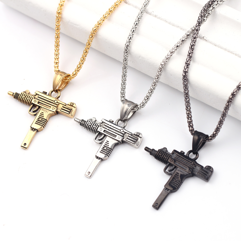 จี้สร้อยคอรูปปืนอูซี่สไตล์พังก - Men'S Accessories And Jewelry บทวิจารณ์และราคา
