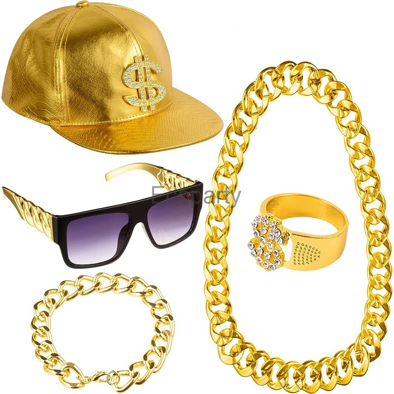 80s 90s Hip Hop เครื่องแต่งกาย - Men Accessories Ring And Bracelet บทวิจารณ์และราคา
