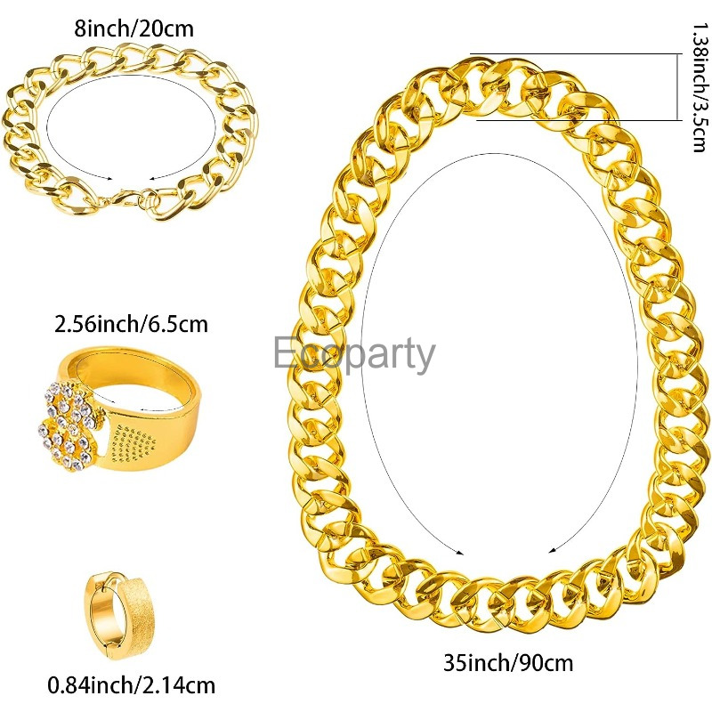 80s 90s Hip Hop เครื่องแต่งกาย - Men Accessories Ring And Bracelet บทวิจารณ์และราคา