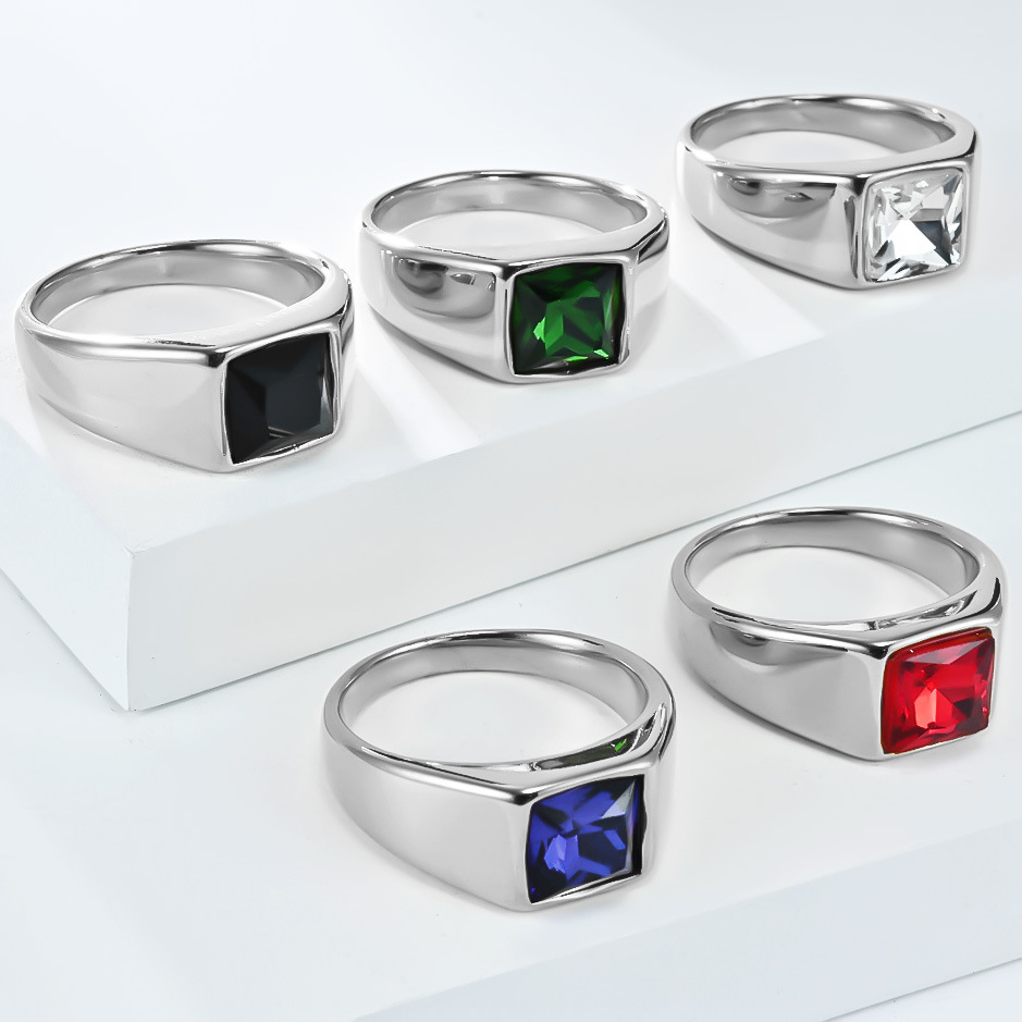 สแตนเลส Shinny เพทายสแควร์อัญม - Signet Ring Men บทวิจารณ์และราคา