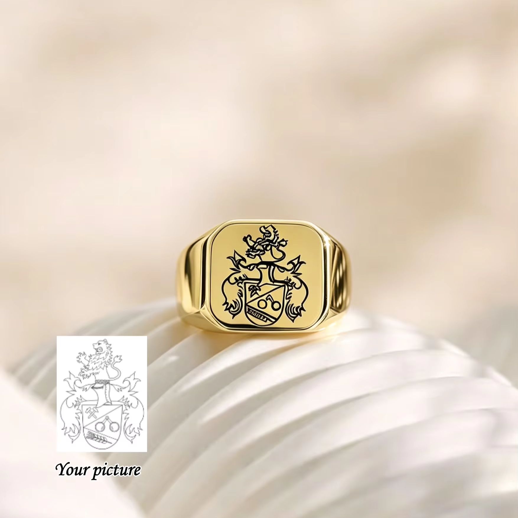 แหวนตราประจำตระกูลแบบสั่งทำพิเ - Signet Ring Men บทวิจารณ์และราคา