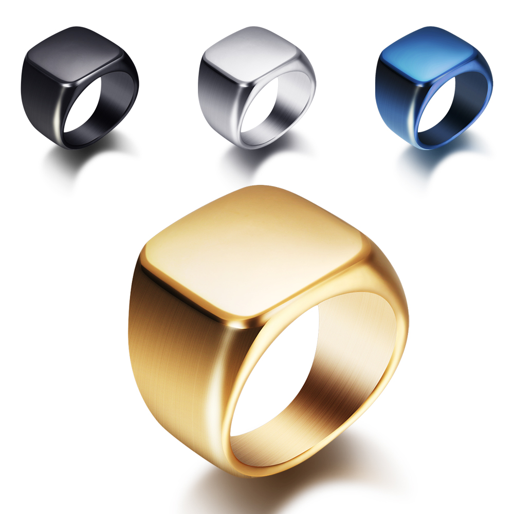 ฟรีสลักใหม่แหวนเงิน/ทอง/ดำ/น้ำ - Signet Ring Men บทวิจารณ์และราคา