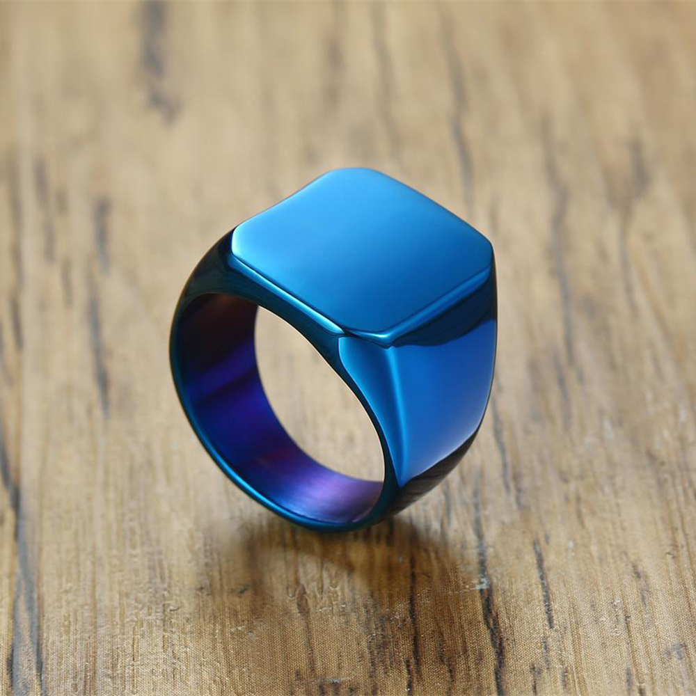 ฟรีสลักใหม่แหวนเงิน/ทอง/ดำ/น้ำ - Signet Ring Men บทวิจารณ์และราคา
