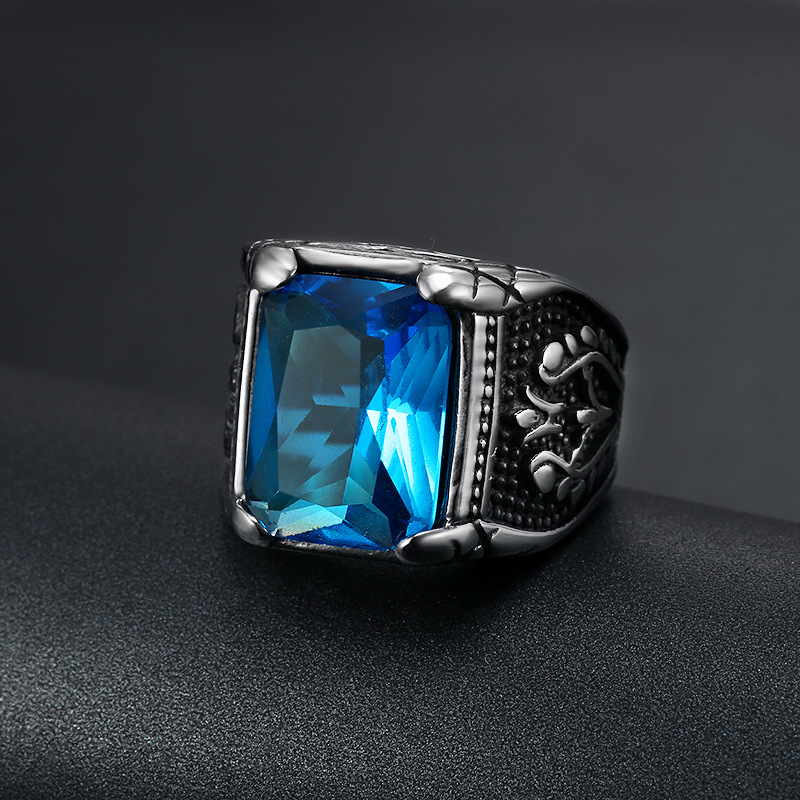 เงินสีผู้ชายสีแดงสีฟ้าSemi-Pre - Signet Ring Men บทวิจารณ์และราคา