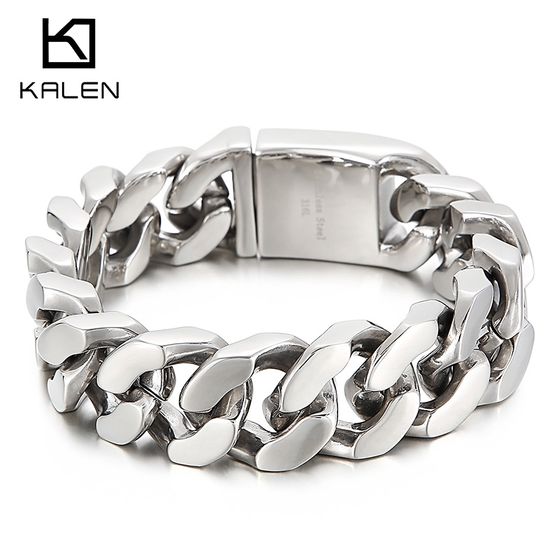 KALEN 22 ซม.สแตนเลสสตีลสร้อยข้ - Men Accessories Ring And Bracelet บทวิจารณ์และราคา