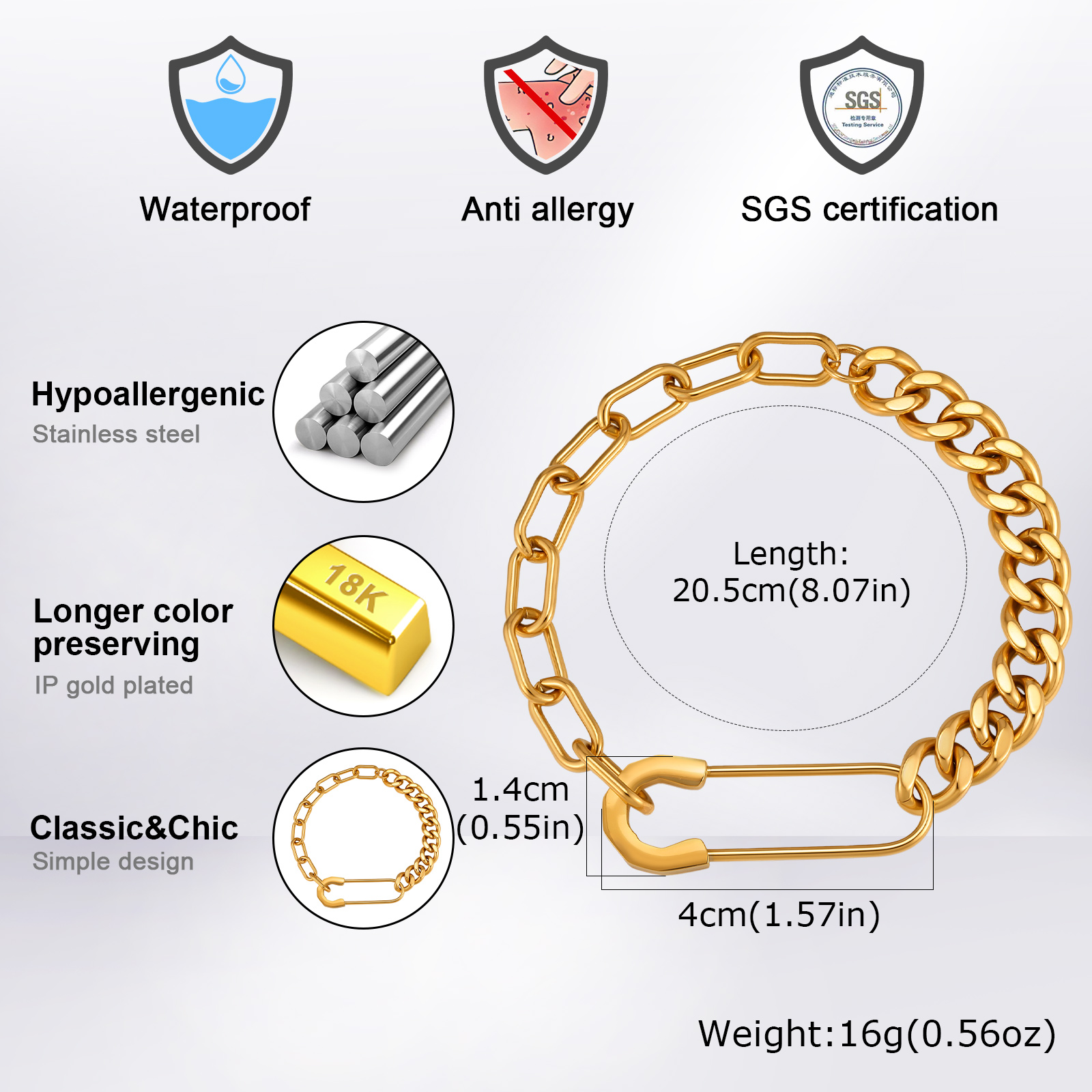 สร้อยข้อมือ Vnox Men Paperclip - Men Accessories Ring And Bracelet บทวิจารณ์และราคา