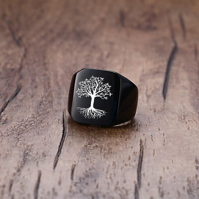 Vnox Punk Rock Tree Of Life Si - Signet Ring Men บทวิจารณ์และราคา